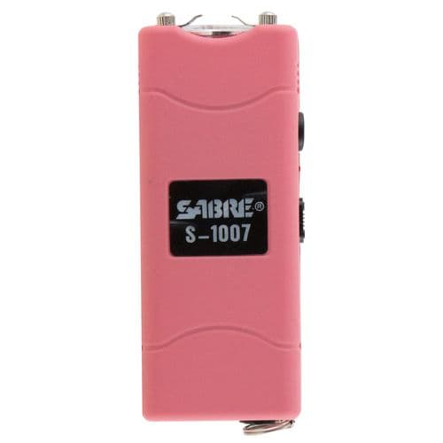 Sabre S1007PK Short Stun Gun with Flashlight 3.8 Million 120 Lumen Plastic Pink