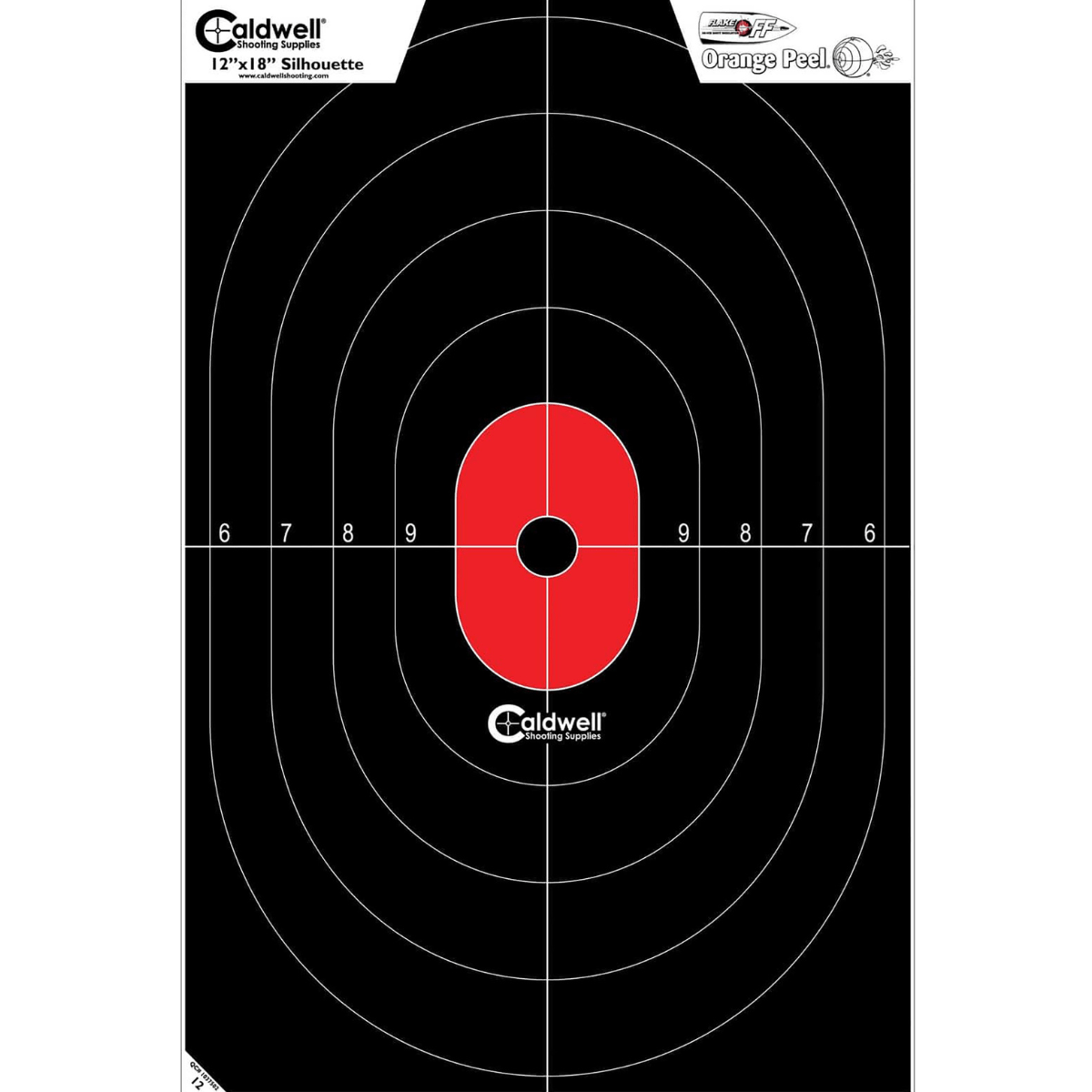 Caldwell Gen 2 Center Mass Silhouette, Black/Red Paper Target 8 Pack  - 1175522 , Front View