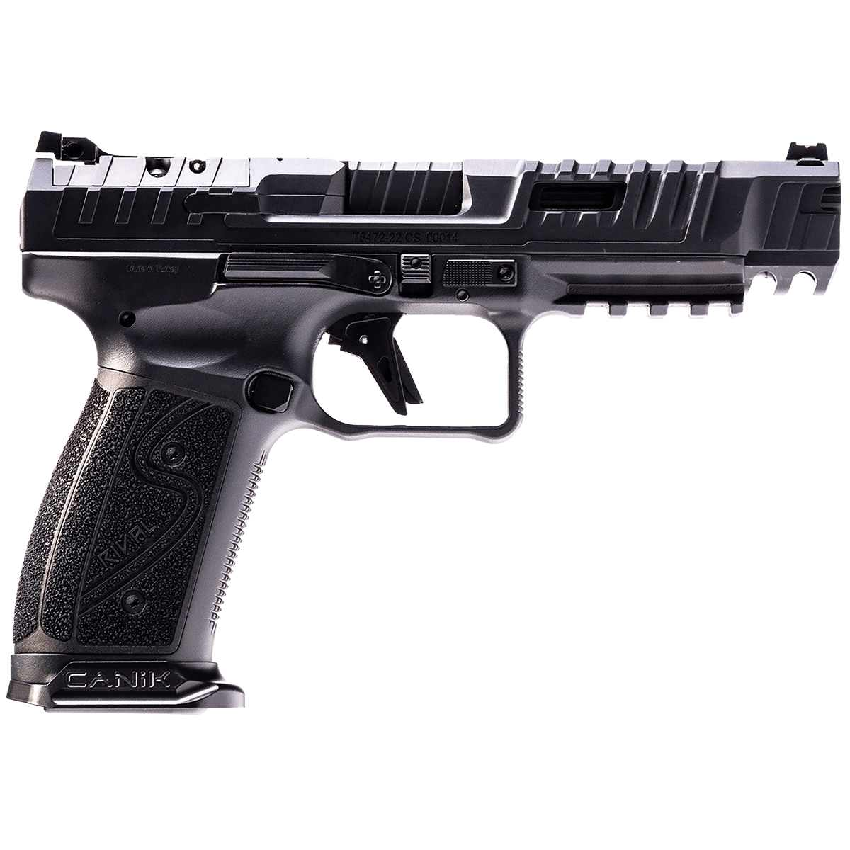 Canik SFx Rival-S 9mm 18+1, 5" Optic Ready/Serrated w/Ports Black right