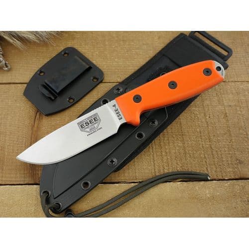 ESEE-4, Plain Edge Knife, 440C, Orange G10 Handle